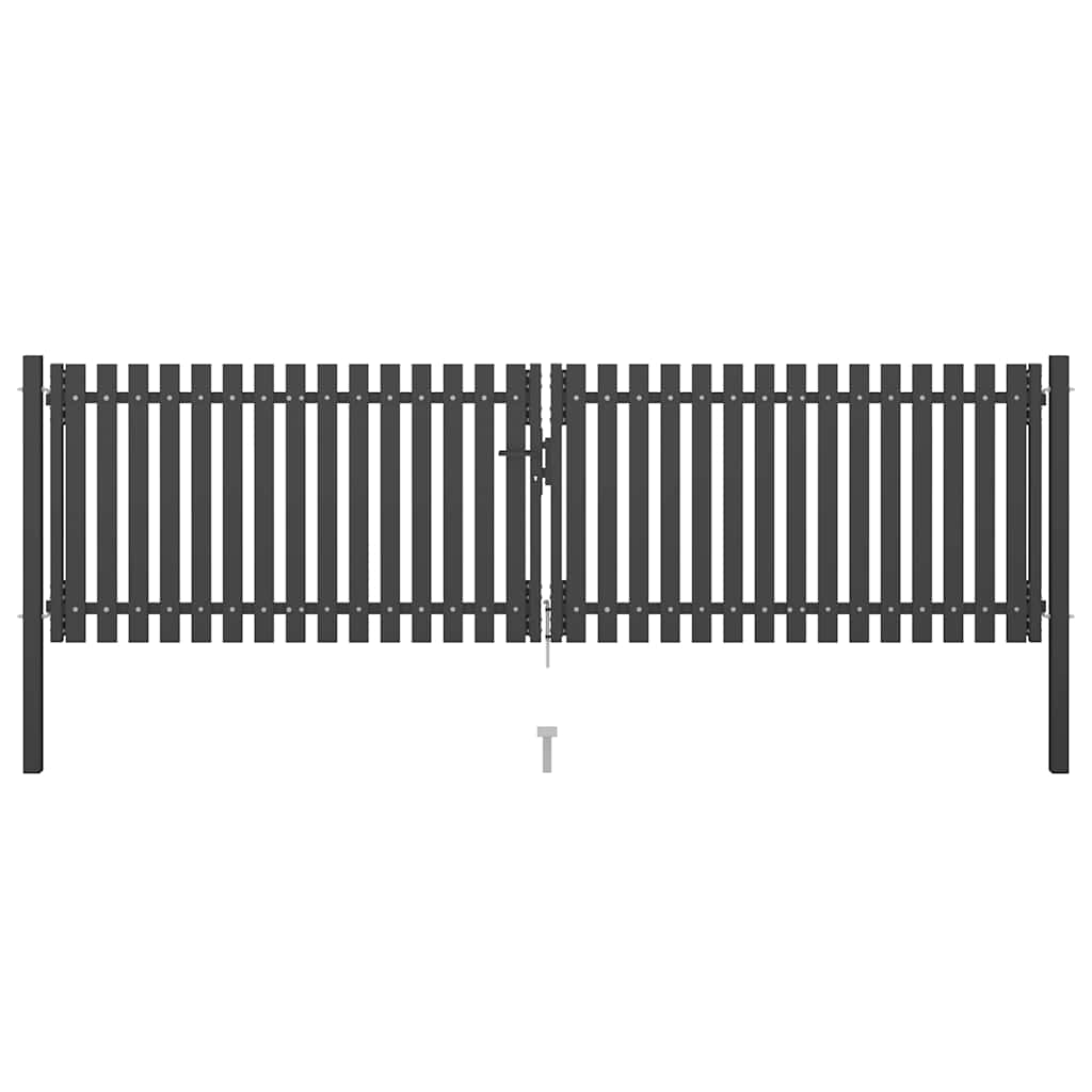 Garden fence gate, steel, 400x75 cm, anthracite