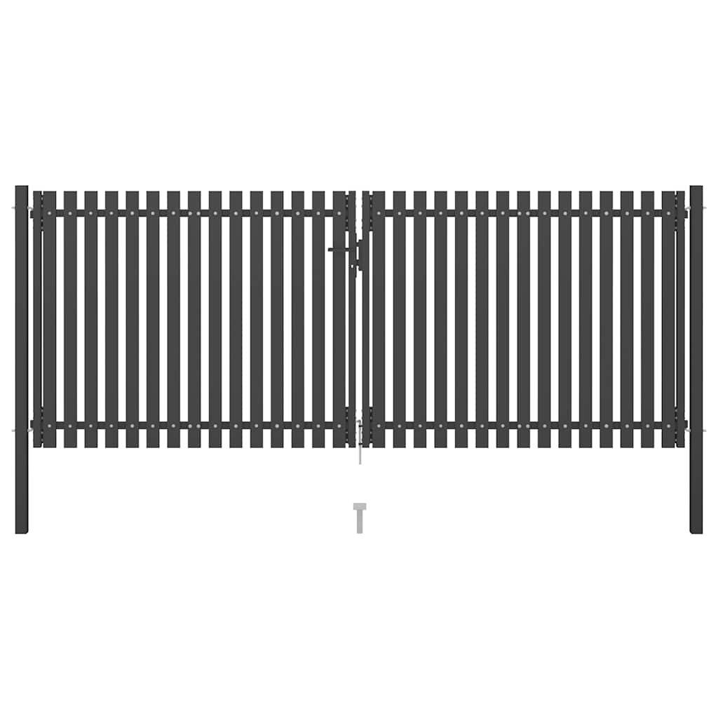 Sodo tvoros vartai, plieniniai, 400x125 cm, antracito spalvos