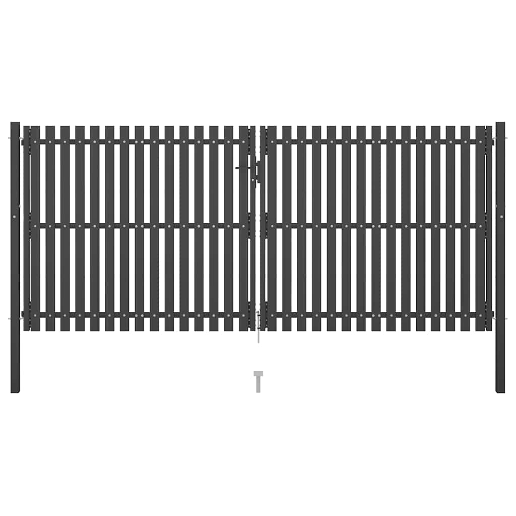 Sodo tvoros vartai, plieniniai, 400x150 cm, antracito spalvos