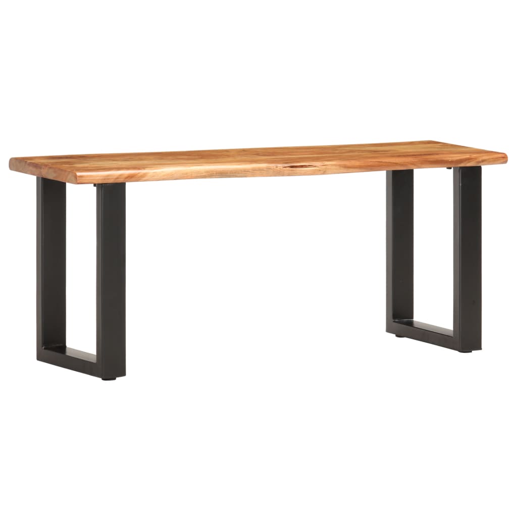 Bench, 110cm, acacia solid wood and steel, with live edge