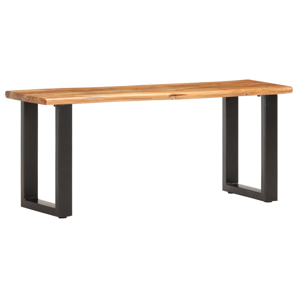Bench, 110cm, acacia solid wood and steel, with live edge