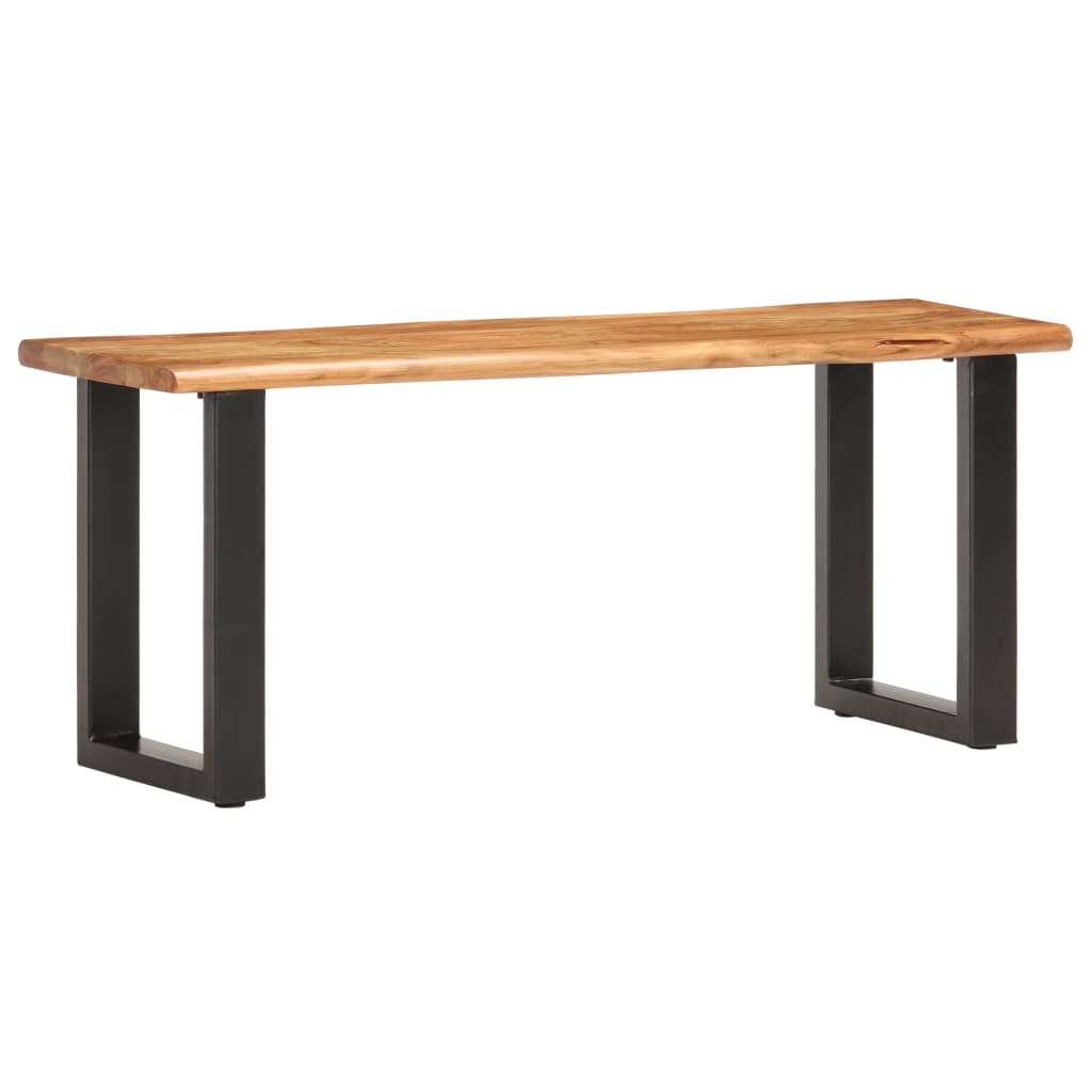 Bench, 110cm, acacia solid wood and steel, with live edge