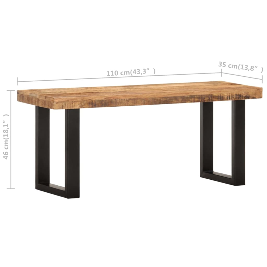 Bench, 110cm, raw mango wood and steel