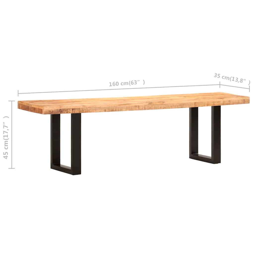 Suoliukas, 160cm, neapdorotos mango medienos masyvas ir plienas