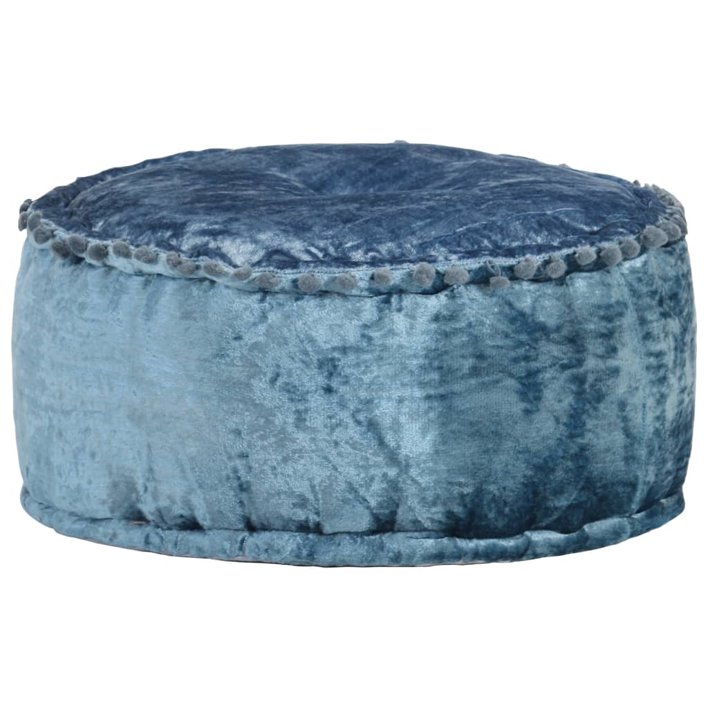 Pouf, blue, 40x20cm, velvet, round