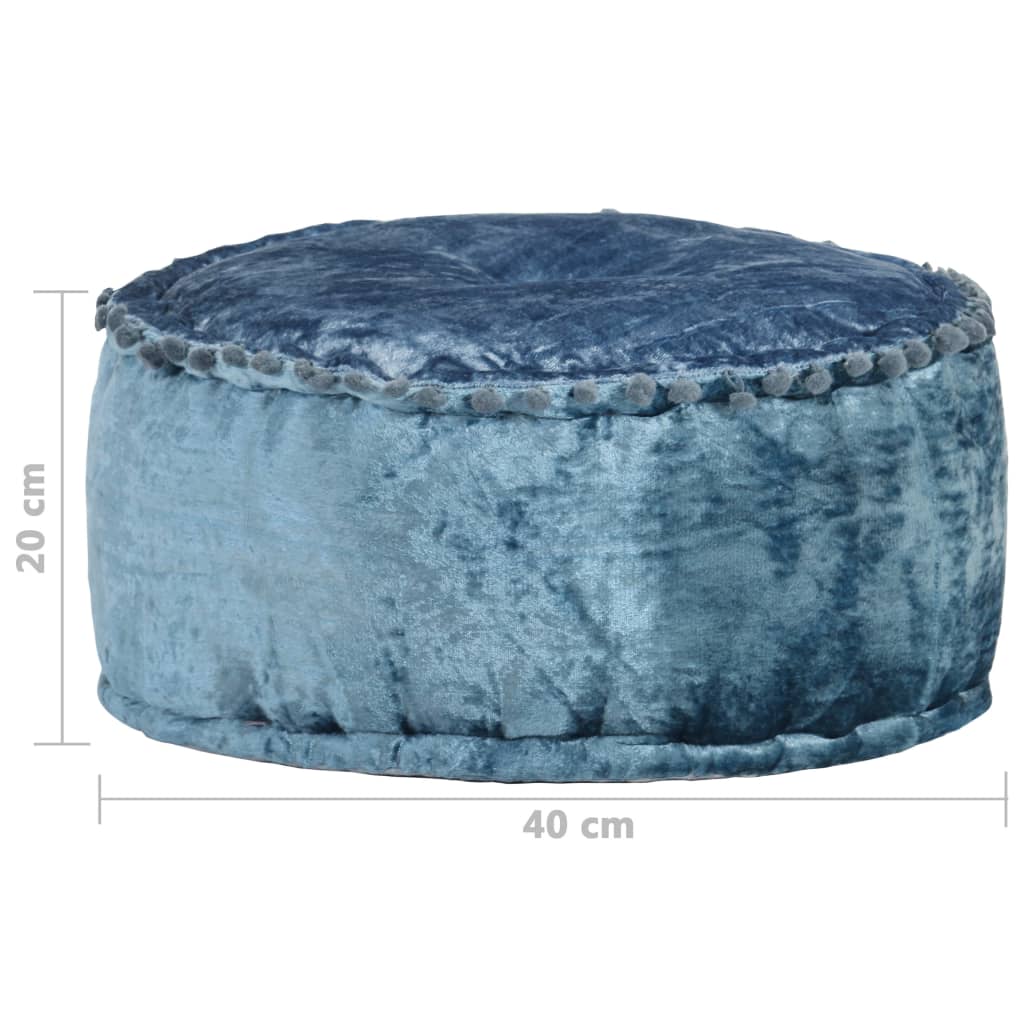 Pouf, blue, 40x20cm, velvet, round