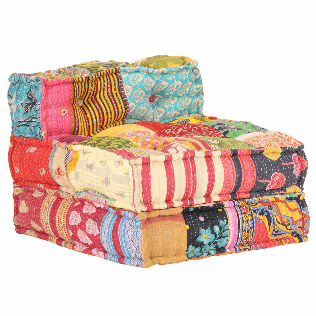 Modular pouffe, fabric, patchwork