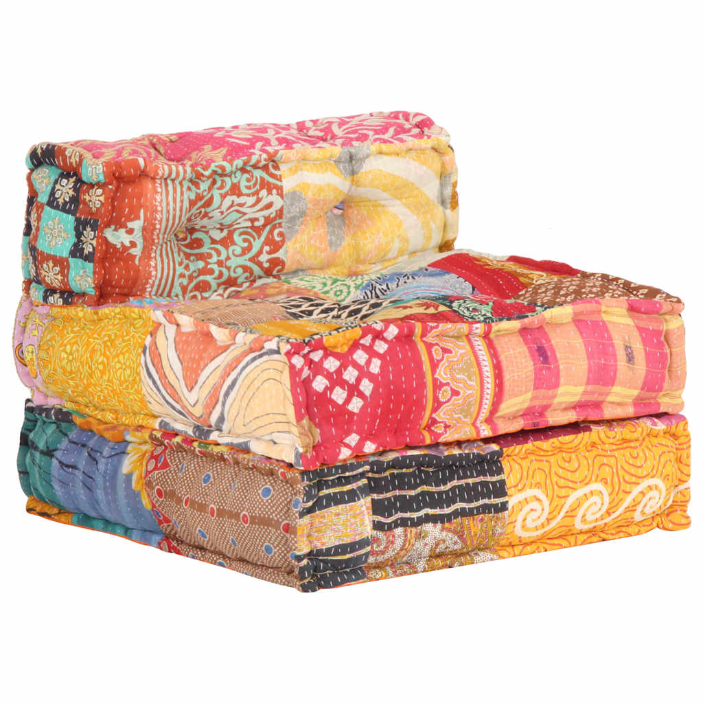 Modular pouffe, fabric, patchwork