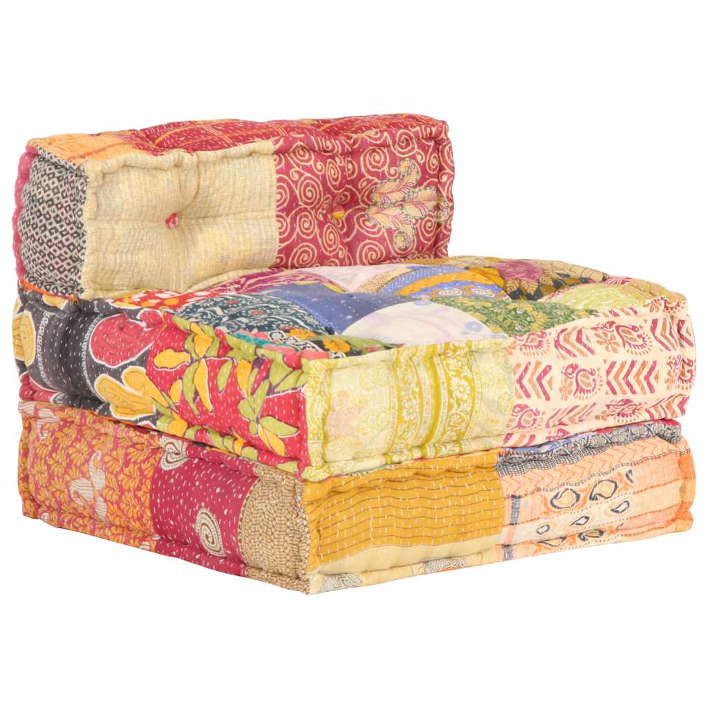 Modular pouffe, fabric, patchwork