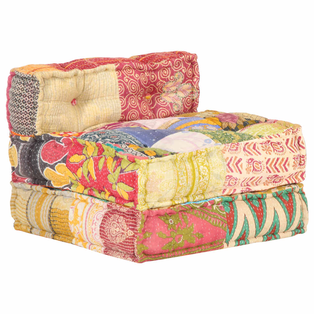 Modular pouffe, fabric, patchwork
