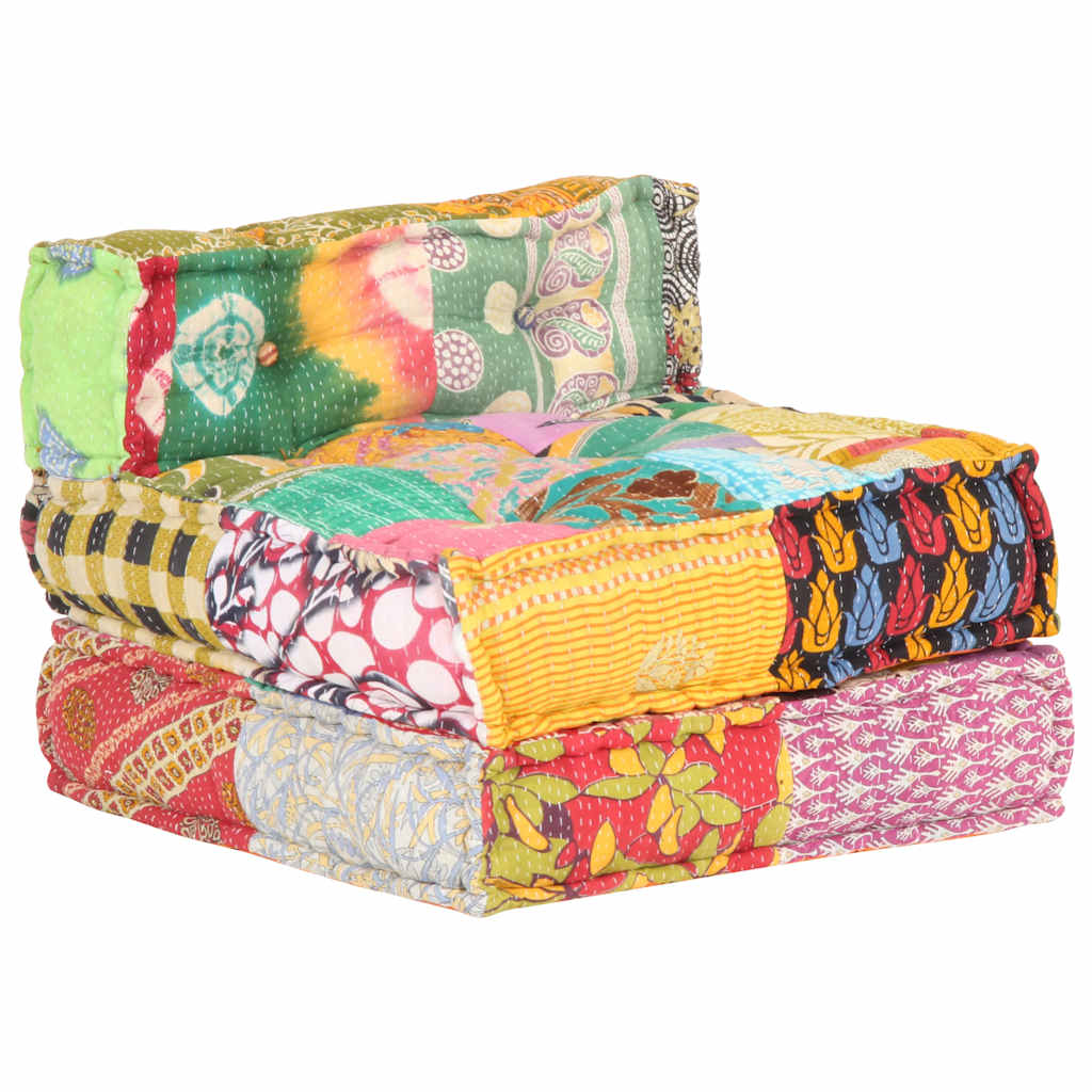 Modular pouffe, fabric, patchwork