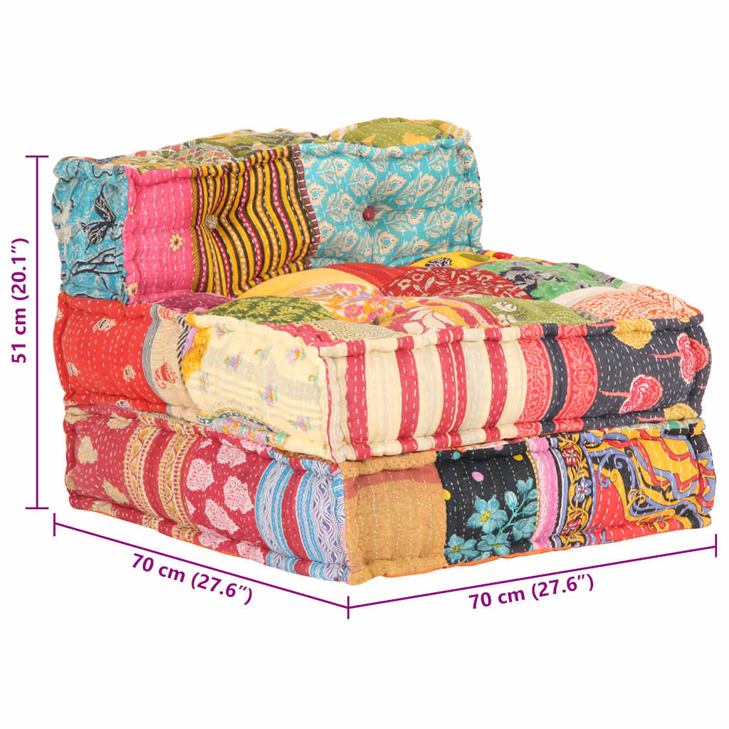 Modular pouffe, fabric, patchwork
