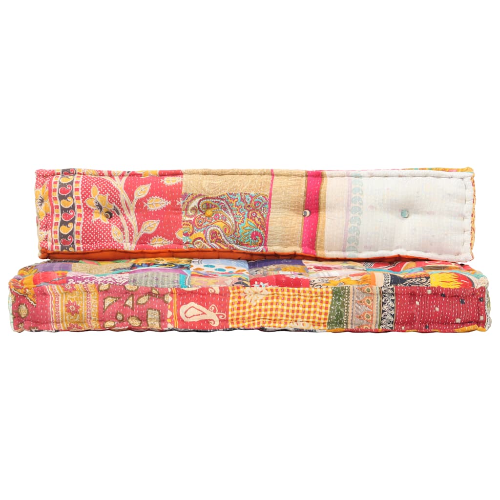 Pallet sofa cushion, multi-colored, fabric, patchwork