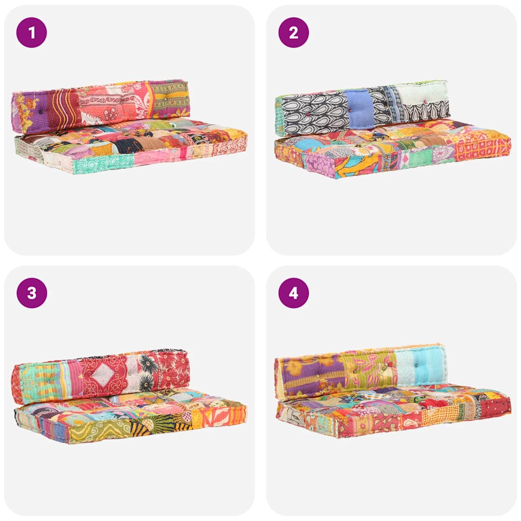 Pallet sofa cushion, multi-colored, fabric, patchwork