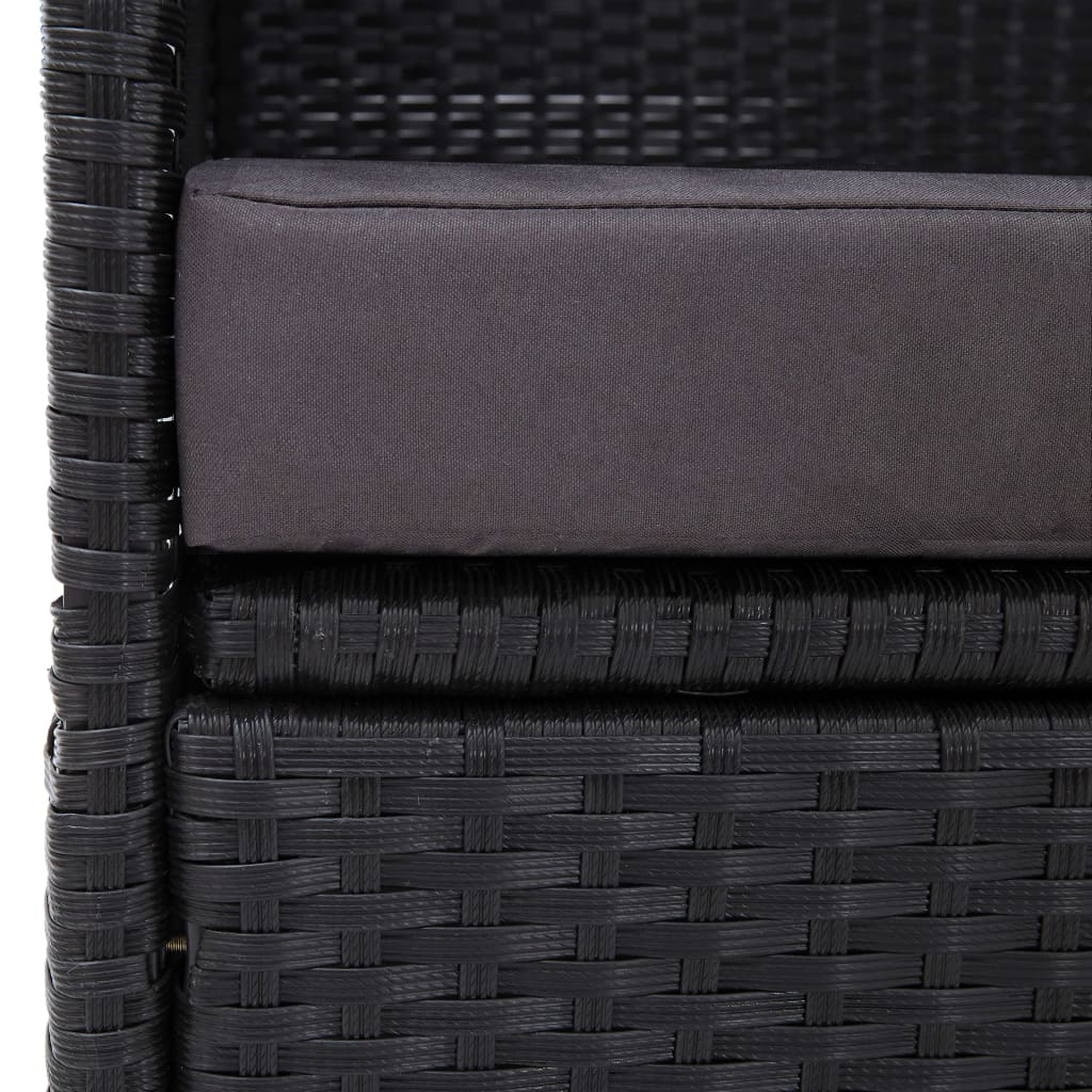 Outdoor sofa bed with canopy, black, poly rattan