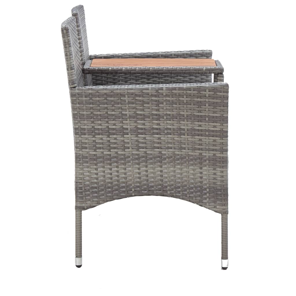 Two-seater bench with table, grey, 143cm, polyrattan