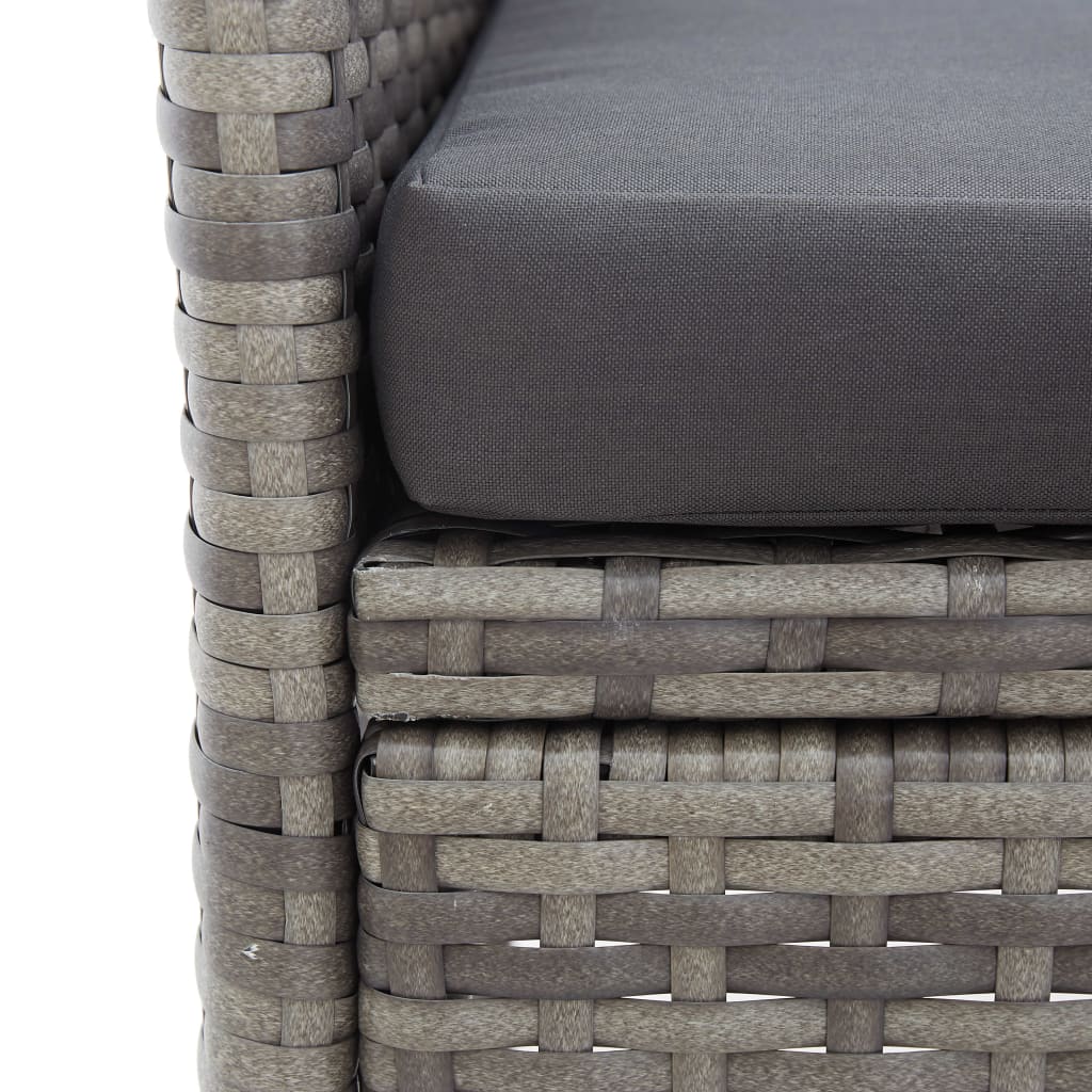 Two-seater bench with table, grey, 143cm, polyrattan