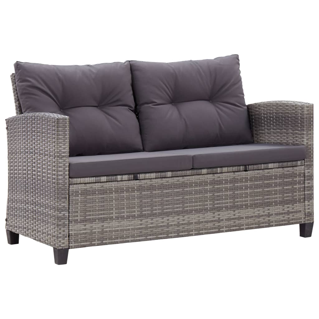 Garden sofa set with cushions, 6-piece, gray, rattan