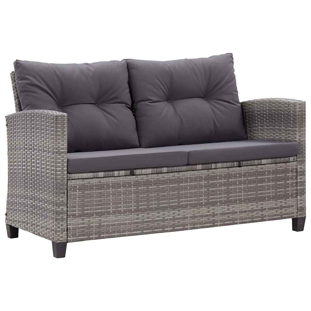 Garden sofa set with cushions, 6-piece, gray, rattan