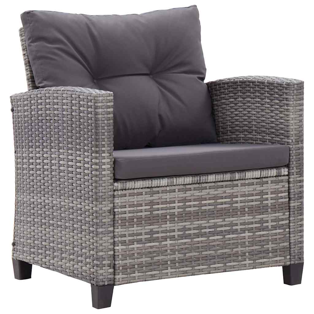 Garden sofa set with cushions, 6-piece, gray, rattan