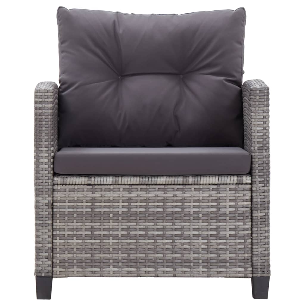 Garden sofa set with cushions, 6-piece, gray, rattan