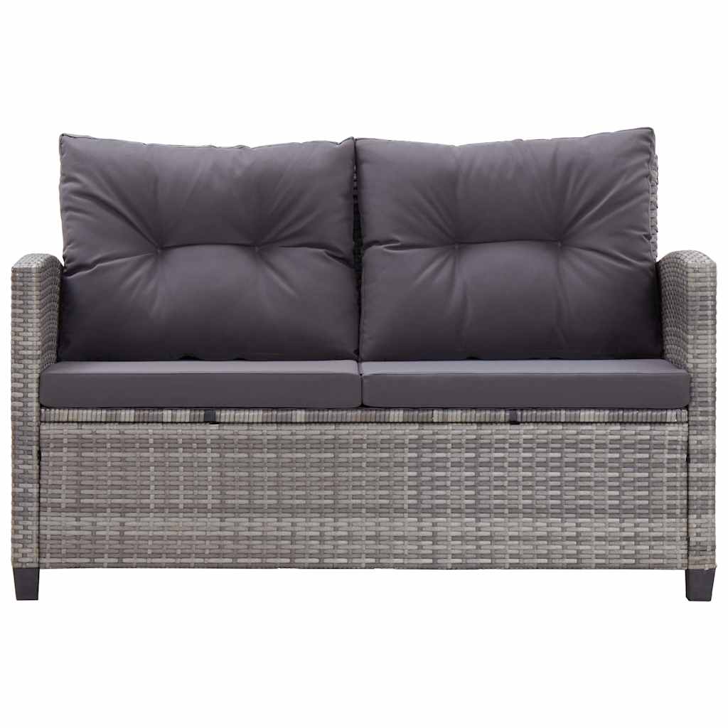 Garden sofa set with cushions, 6-piece, gray, rattan