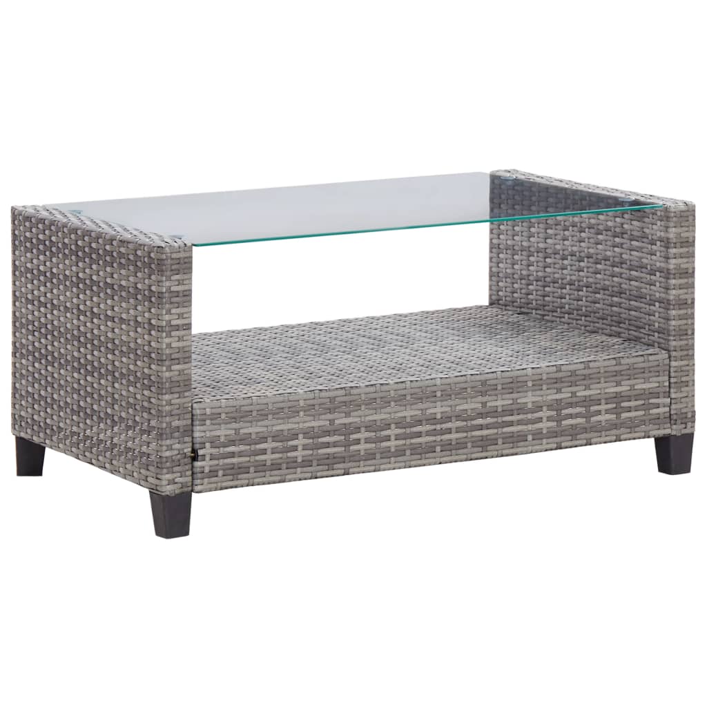 Garden sofa set with cushions, 6-piece, gray, rattan