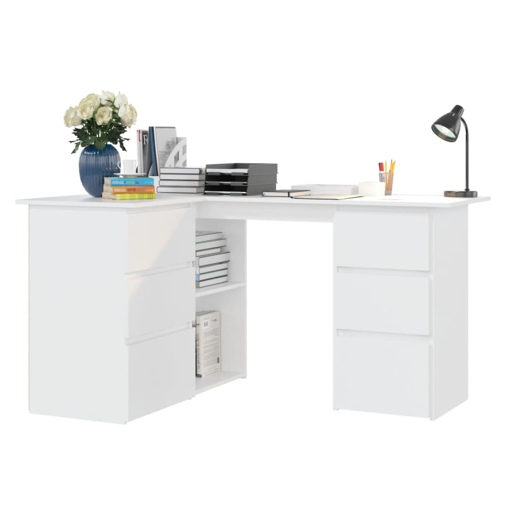 Corner writing desk, white, 145x100x76cm, wood