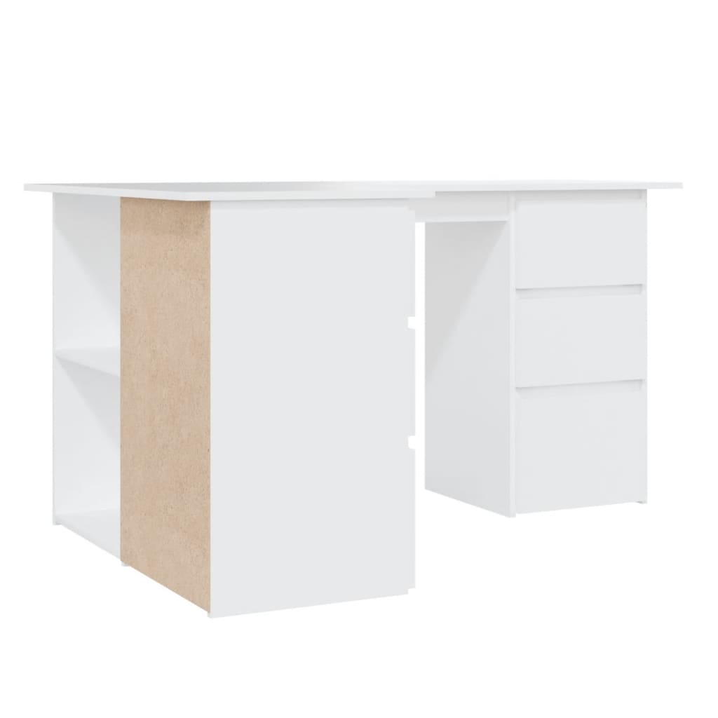 Corner writing desk, white, 145x100x76cm, wood