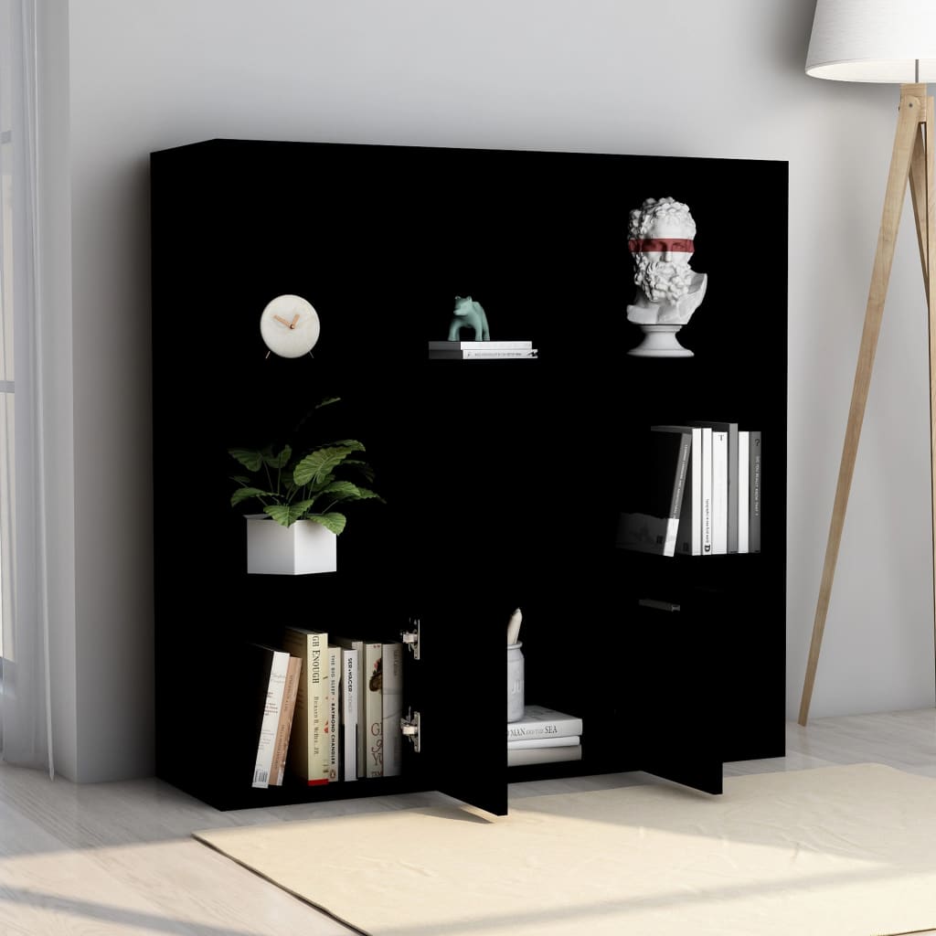 Spintelė knygoms, juodos spalvos, 98x30x98cm, apdirbta mediena