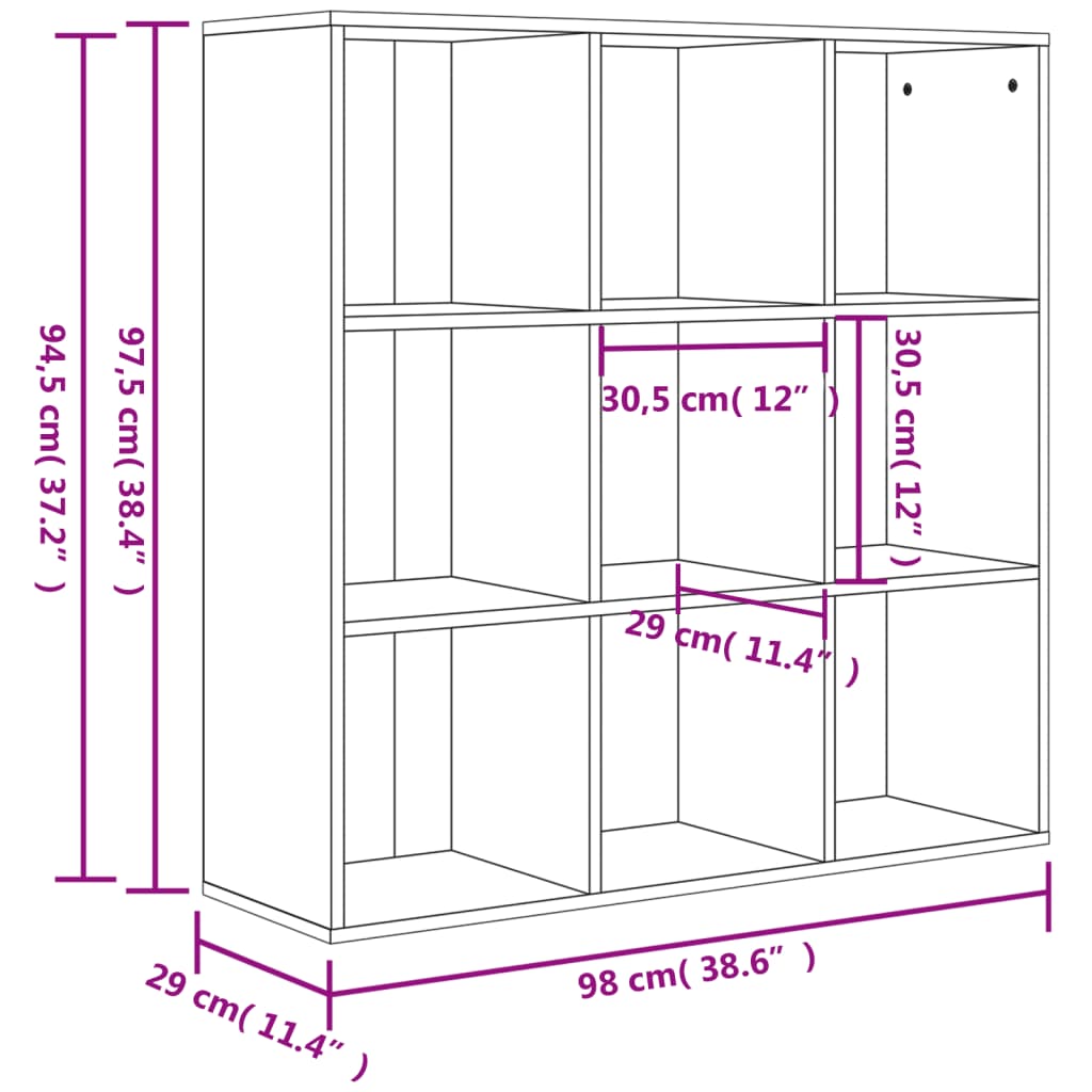 Bookcase, concrete gray, 98x29x97.5 cm