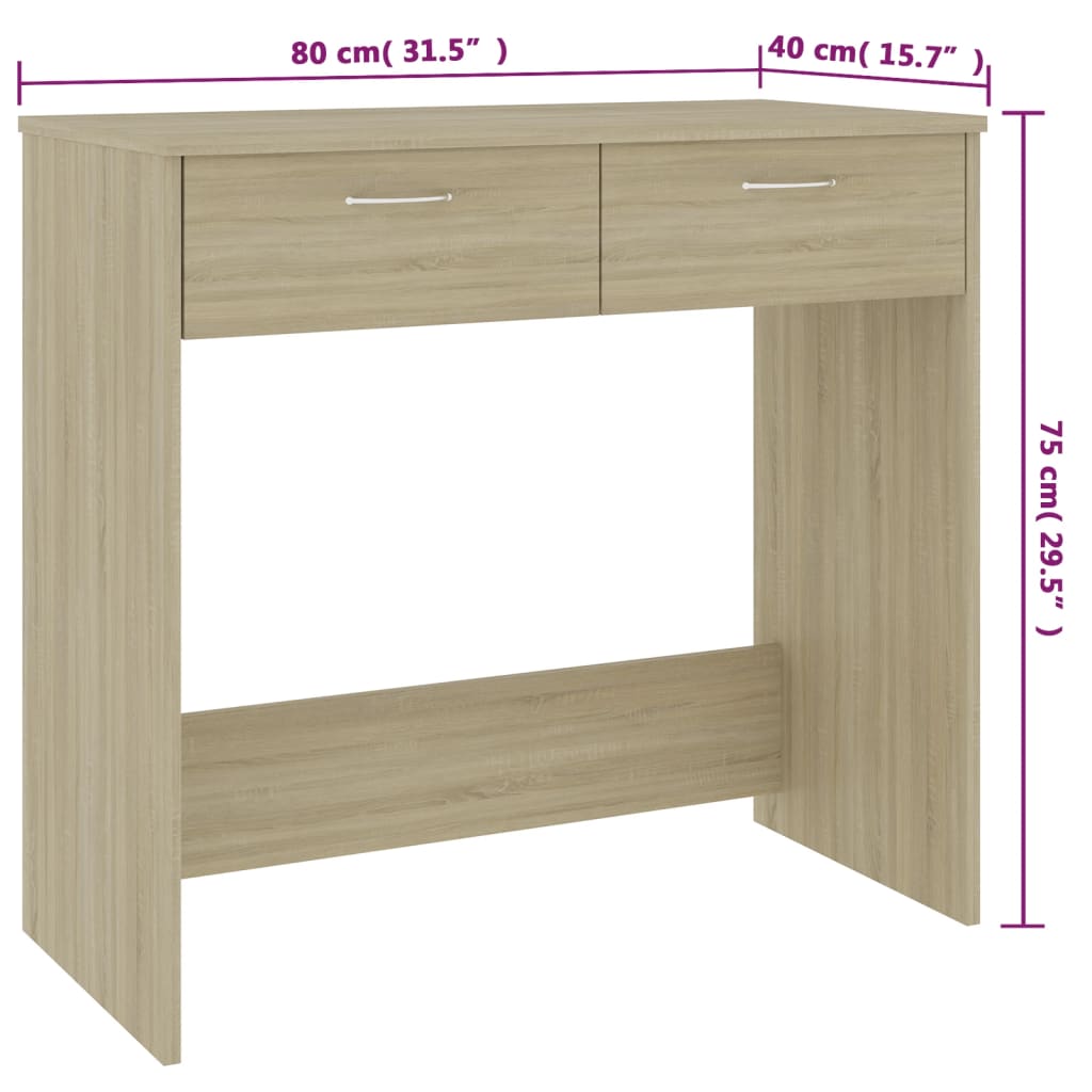 Desk, Sonoma oak, 80x40x75cm, engineered wood