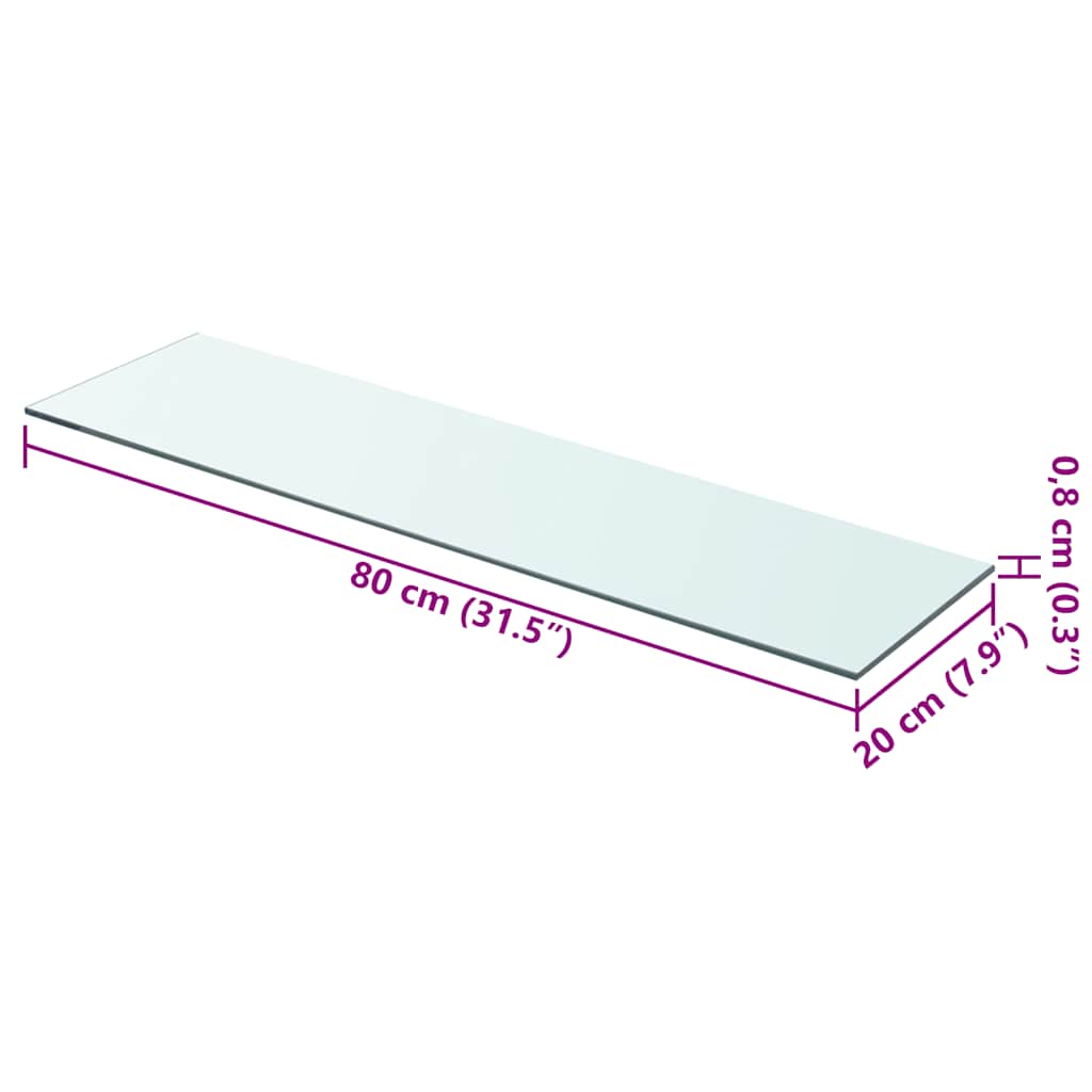 Shelves, 2 pcs., clear, 80x20cm, glass panel (243834x2)