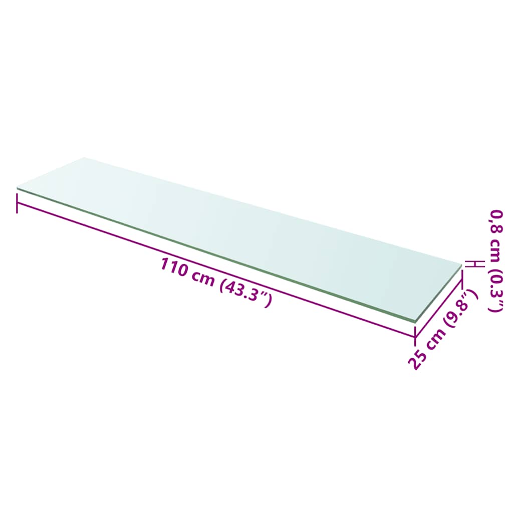 Shelves, 2 pcs, clear, 110x25cm, glass panel (243850x2)