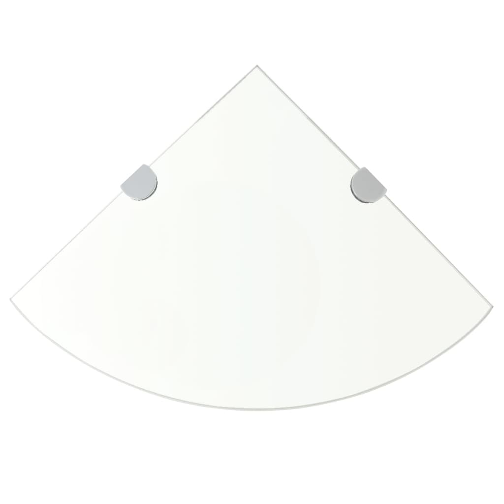 Corner shelves, 2 pcs, clear, 25x25cm, glass