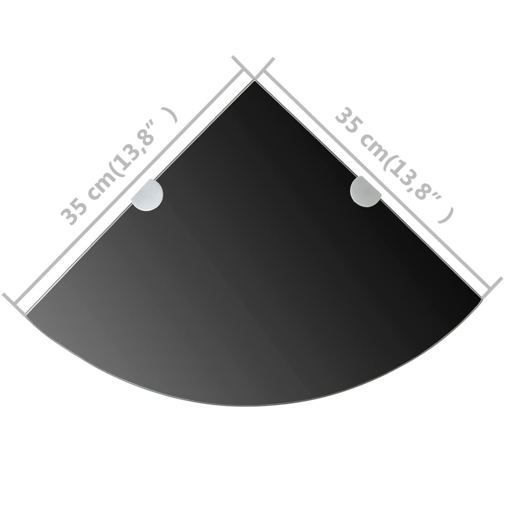 Corner shelves, 2 pcs., black, 35x35cm, glass