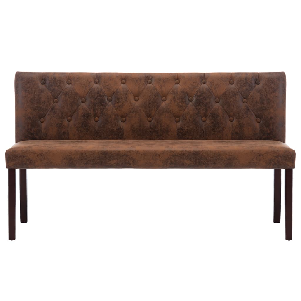 Bench, brown, 148.5cm, faux suede
