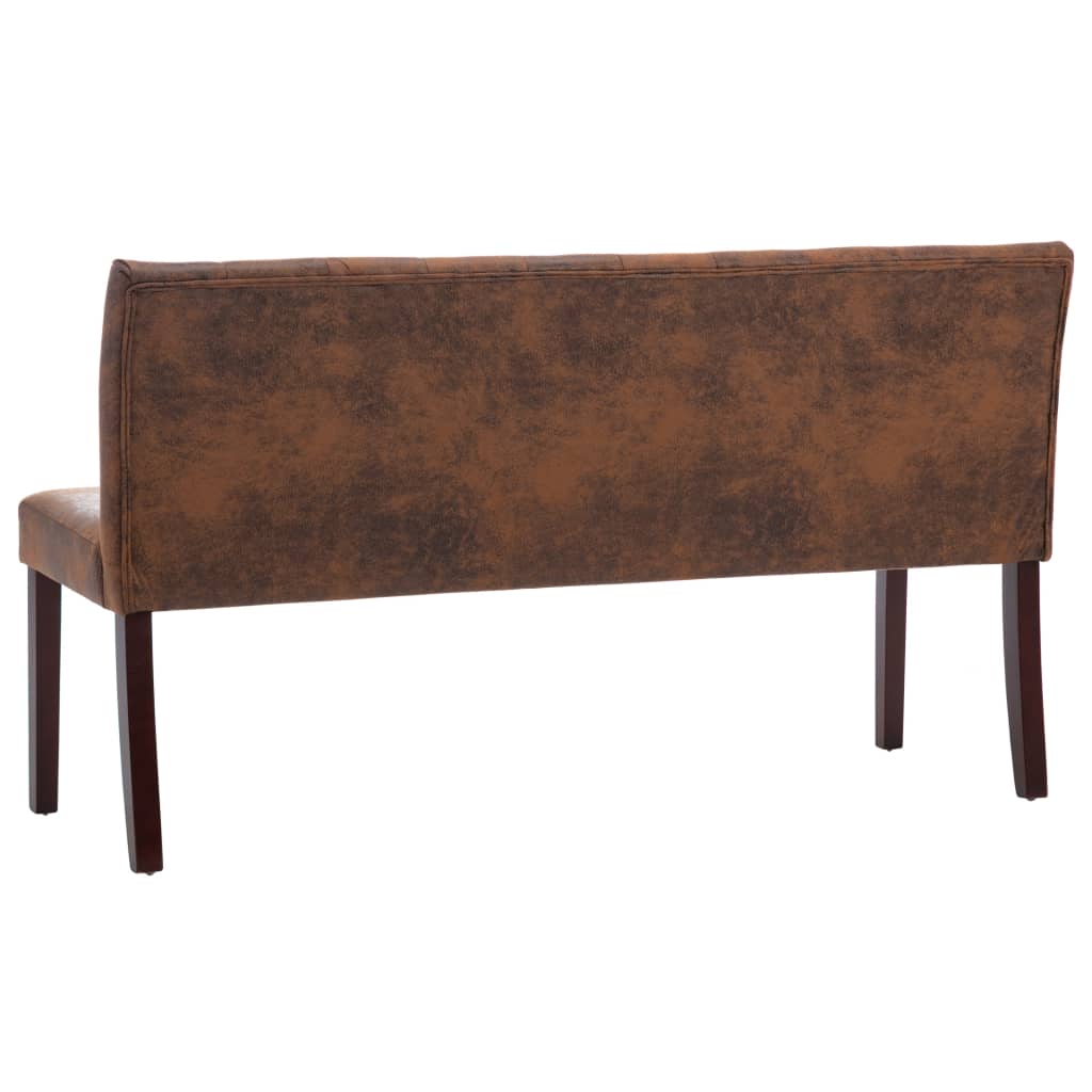 Bench, brown, 148.5cm, faux suede