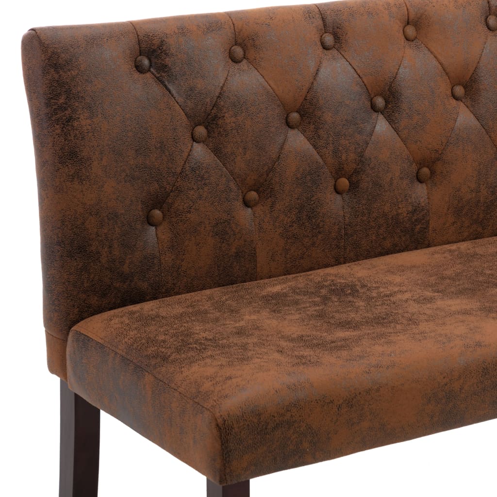 Bench, brown, 148.5cm, faux suede