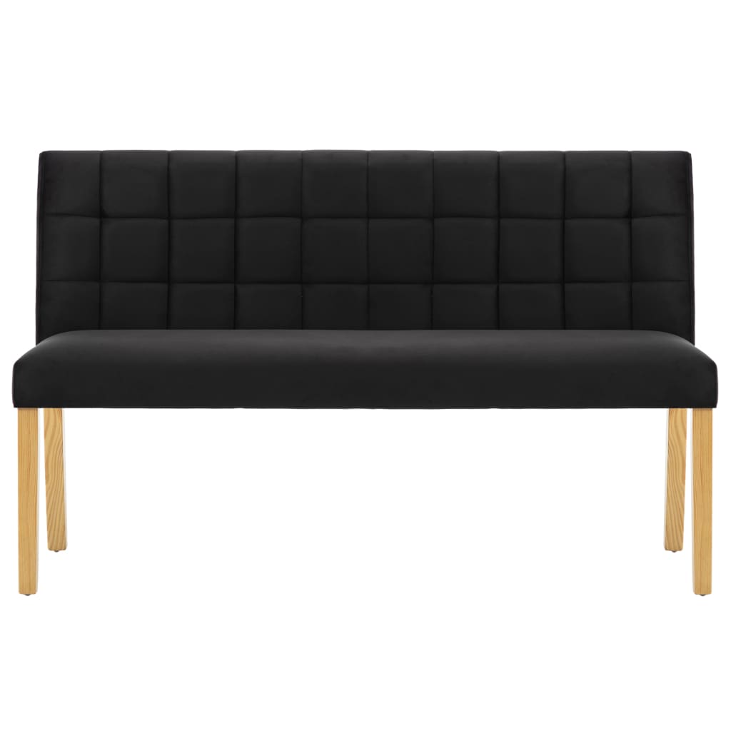 Bench, black, 140cm, velvet