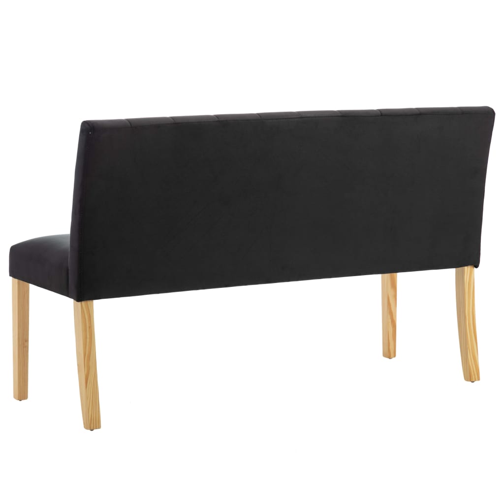 Bench, black, 140cm, velvet