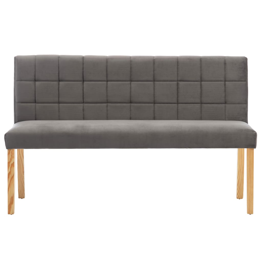 Bench, grey, 140cm, velvet