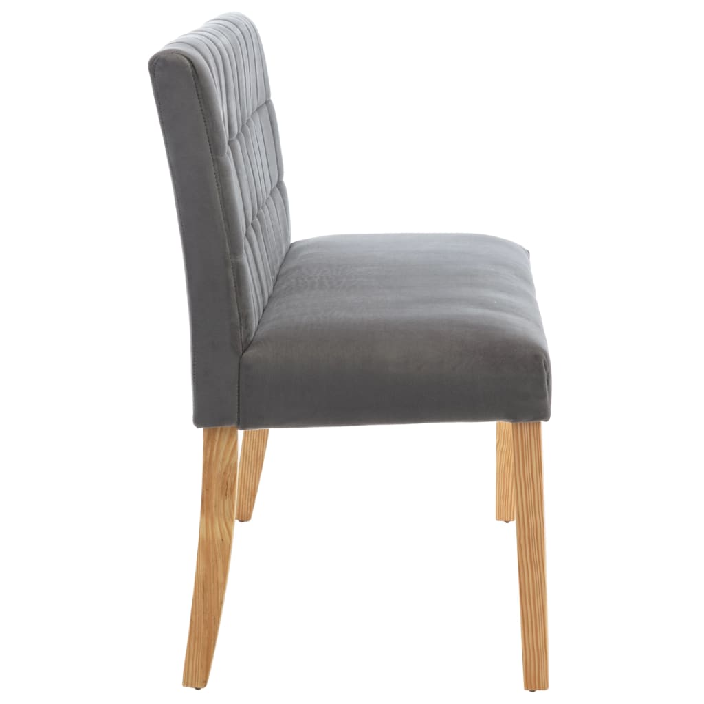 Bench, grey, 140cm, velvet