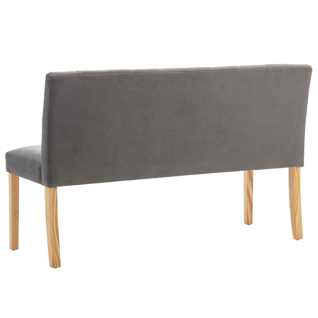 Bench, grey, 140cm, velvet