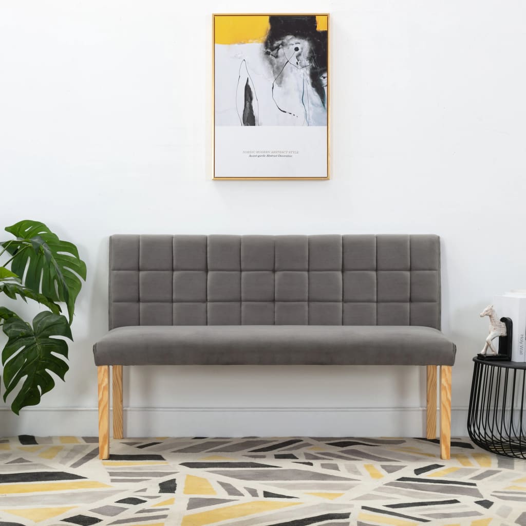 Bench, grey, 140cm, velvet