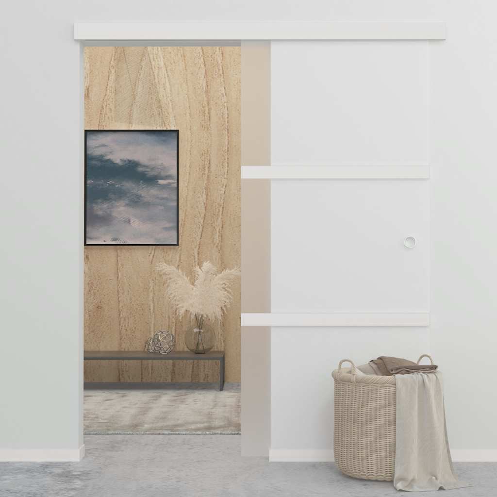 Bīdāmās durvis, sudraba, 90x212cm, alumīnijs un rūdīts stikls