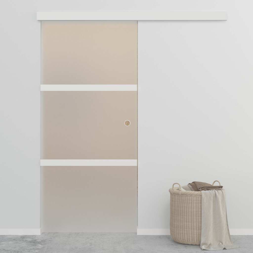 Bīdāmās durvis, sudraba, 90x212cm, alumīnijs un rūdīts stikls