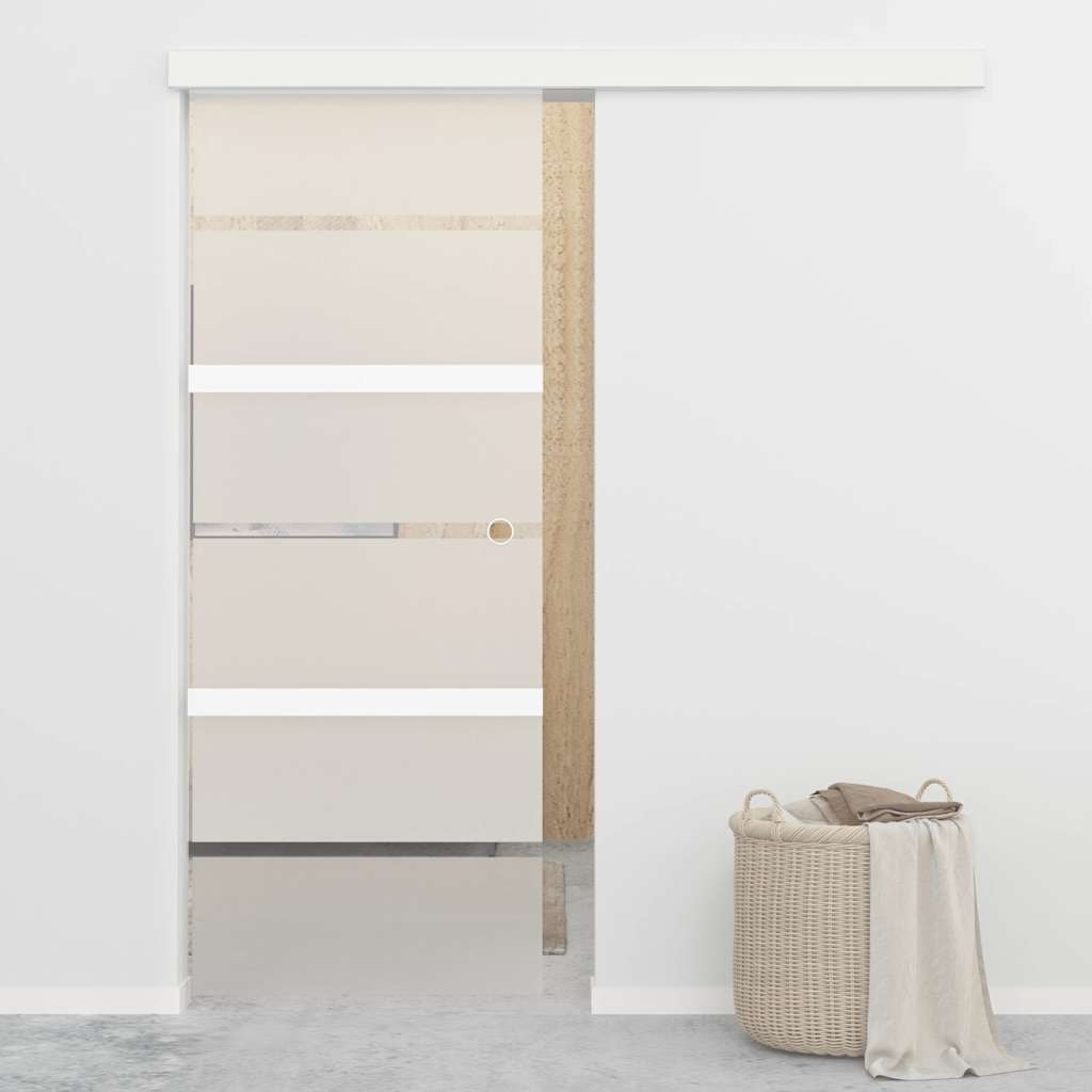 Stumdomos durys, sidabrinės, 76x212cm, aliuminis ir ESG stiklas