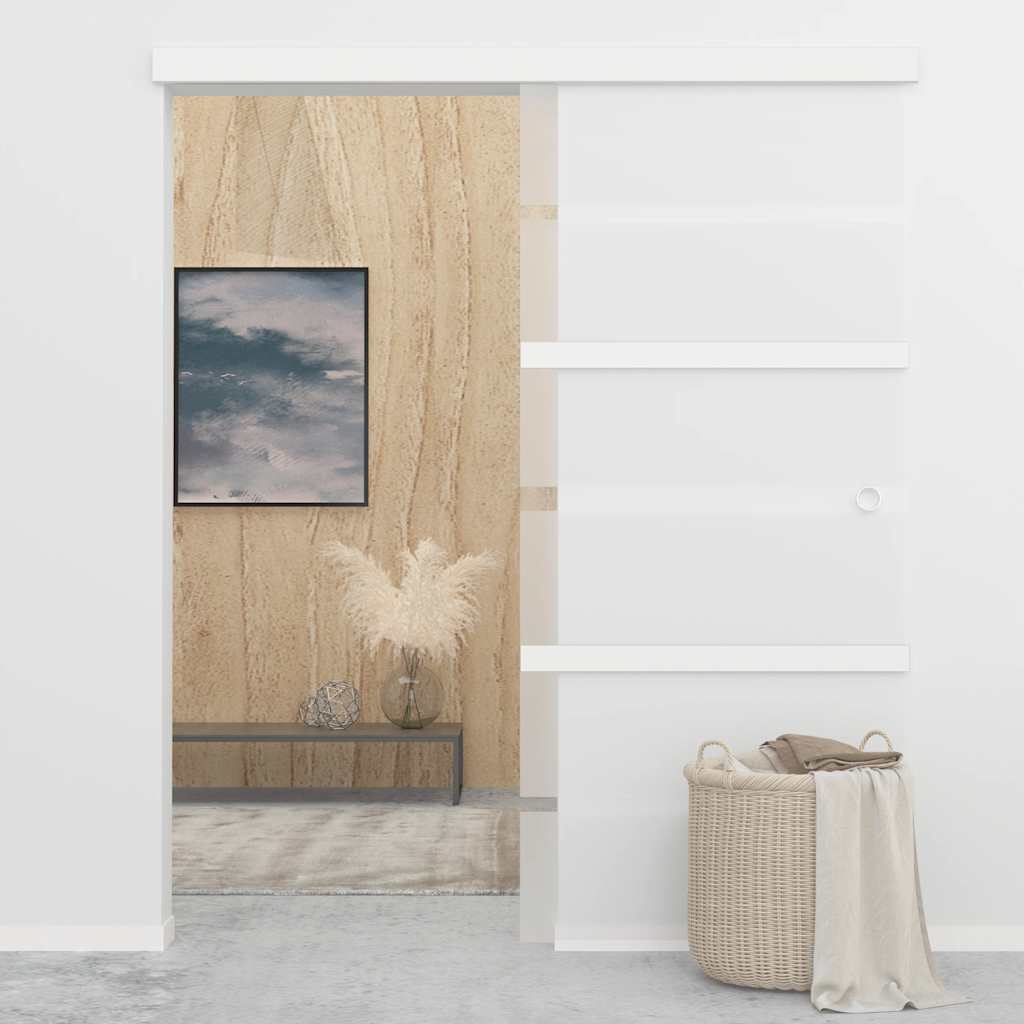 Bīdāmās durvis, sudraba, 90x205cm, alumīnijs un rūdītais stikls