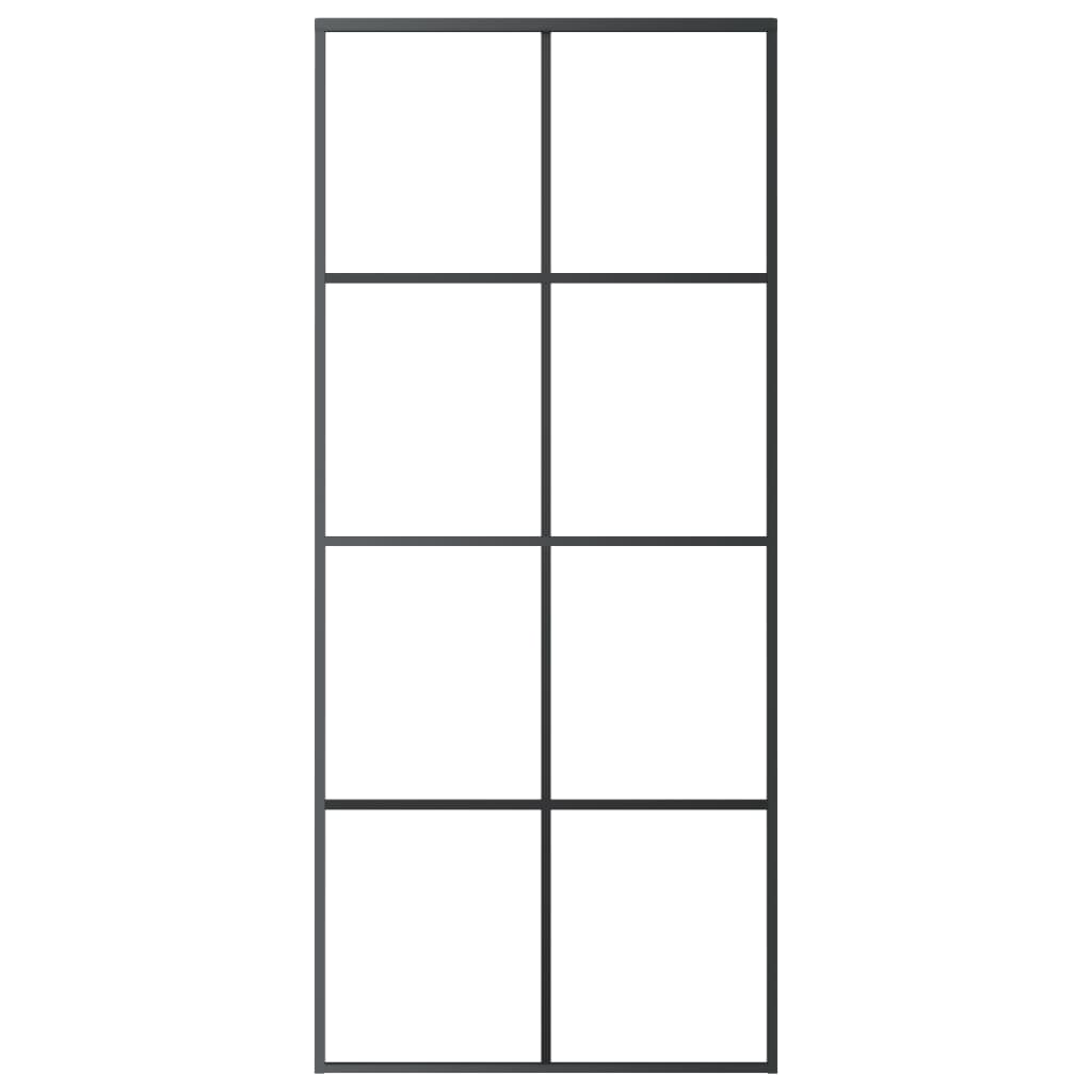 Stumdomos durys, juodos, 90x205cm, aliuminis ir ESG stiklas
